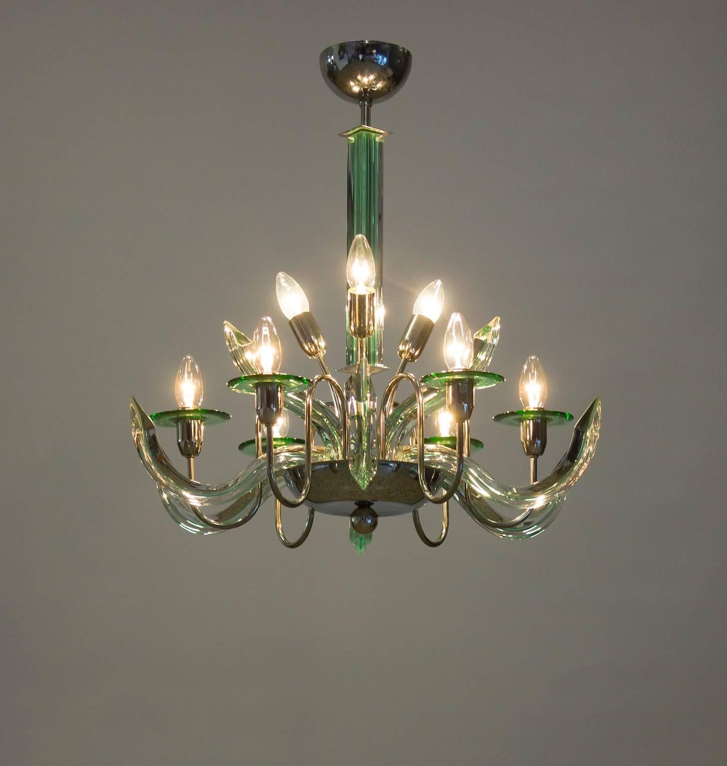 Italian Triedro Chandelier, Attributed to Camer Glass, circa 1960 4