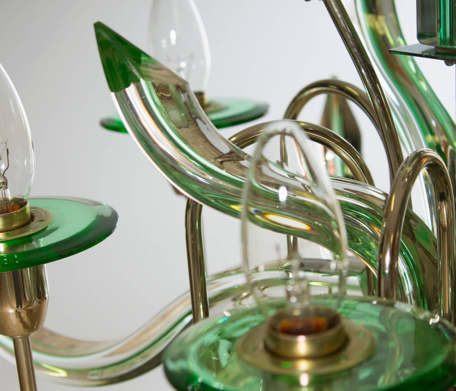 Italian Triedro Chandelier, Attributed to Camer Glass, circa 1960 1