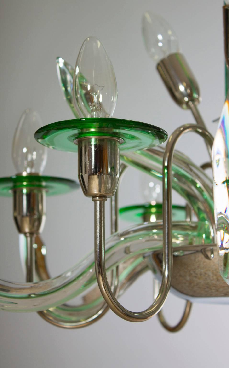 Italian Triedro Chandelier, Attributed to Camer Glass, circa 1960 2