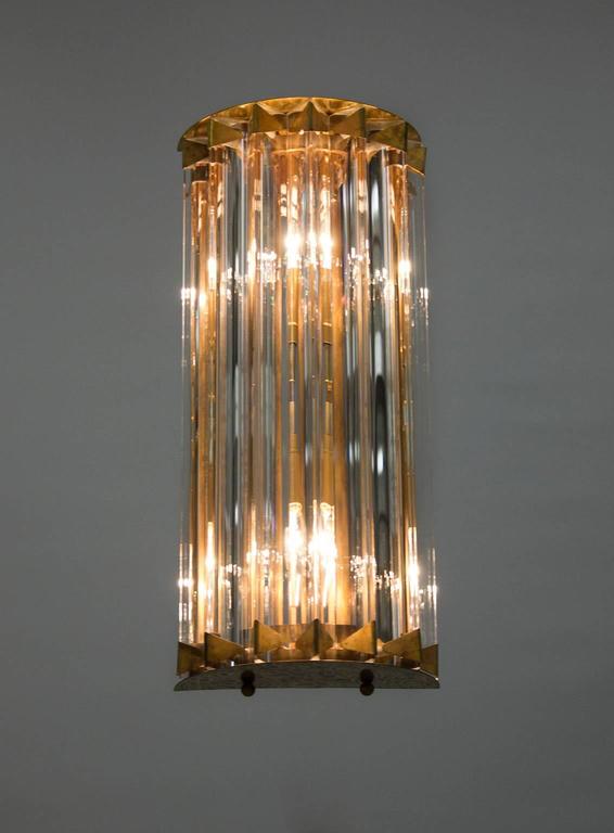 Brass Pair of Italian Sconces in Murano Glass Attributed to Camer Glass 1960s, Italy For Sale
