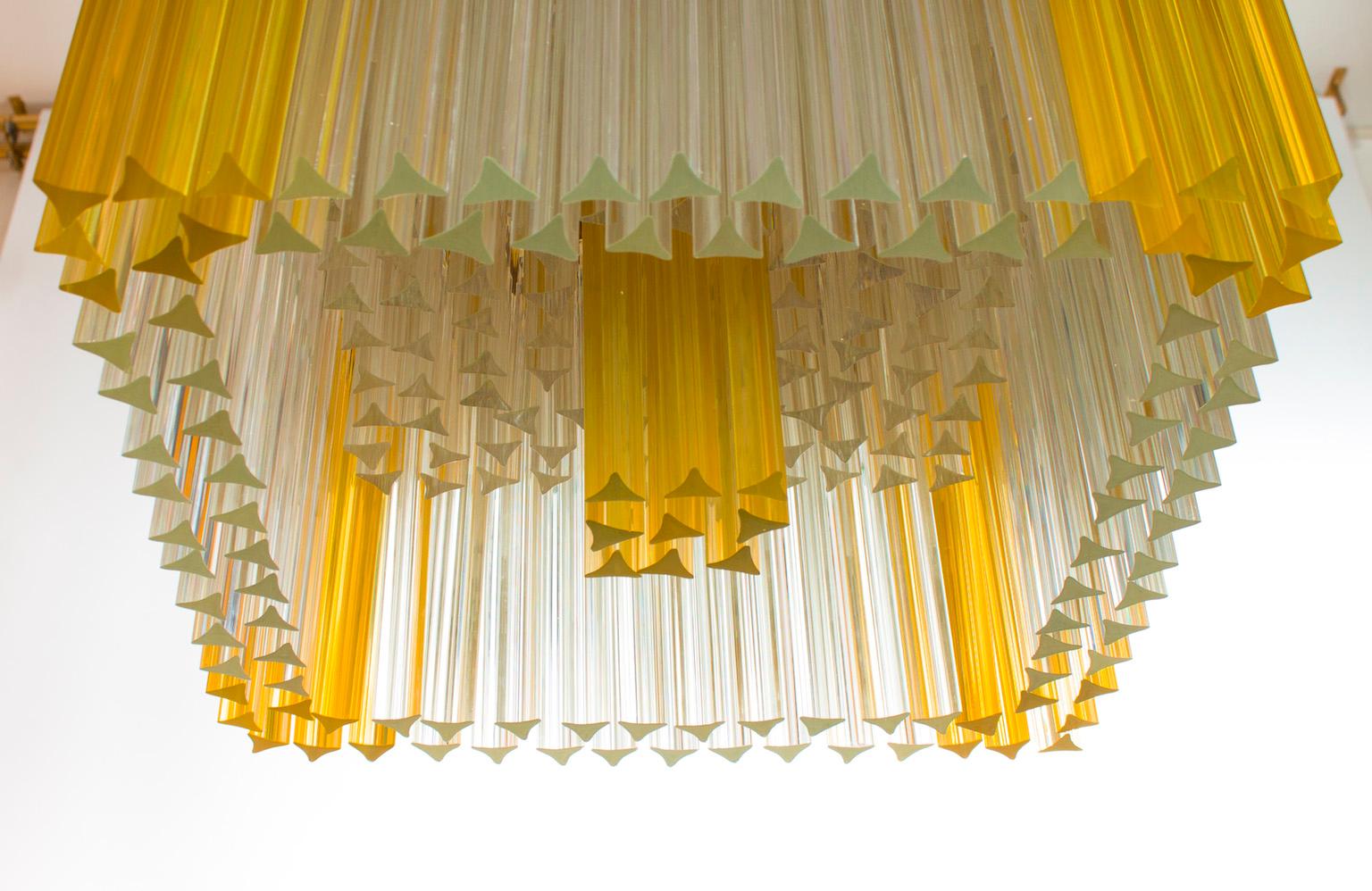 Lampadario in vetro di Murano, con elementi Triedro, di Giovanni Dalla Fina  1960s In condizioni ottime in vendita a Villaverla, IT