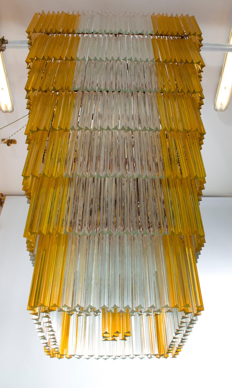 Lampadario in vetro di Murano, con elementi Triedro, di Giovanni Dalla Fina  1960s in vendita 2