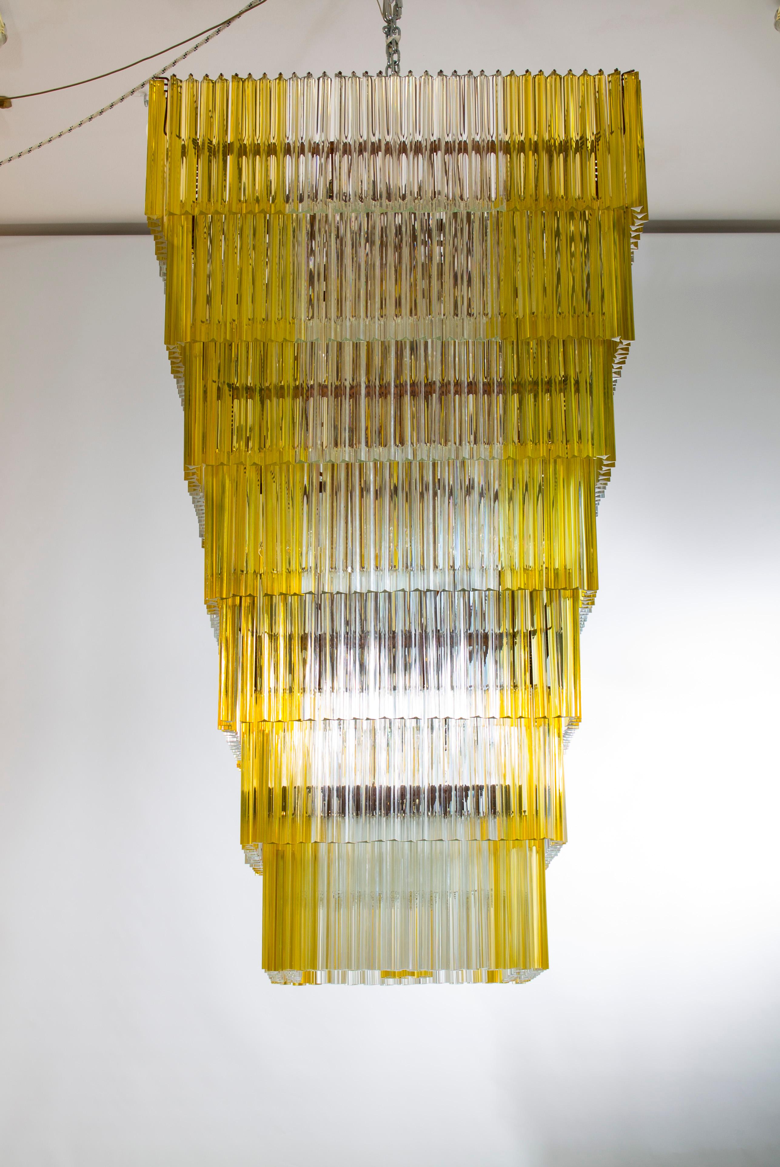 Lampadario in vetro di Murano, con elementi Triedro, di Giovanni Dalla Fina  1960s in vendita 6