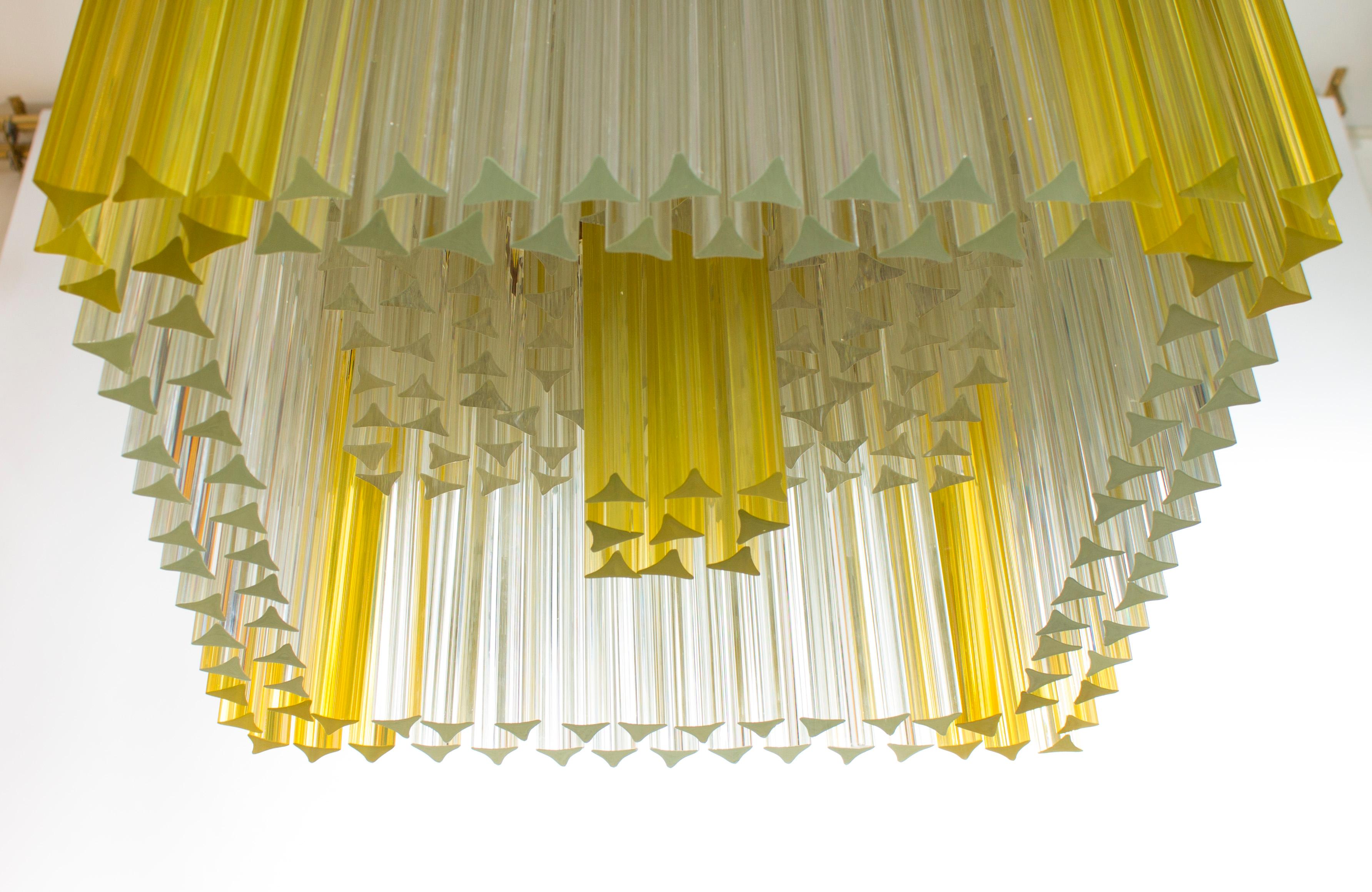 Lampadario in vetro di Murano, con elementi Triedro, di Giovanni Dalla Fina  1960s in vendita 9