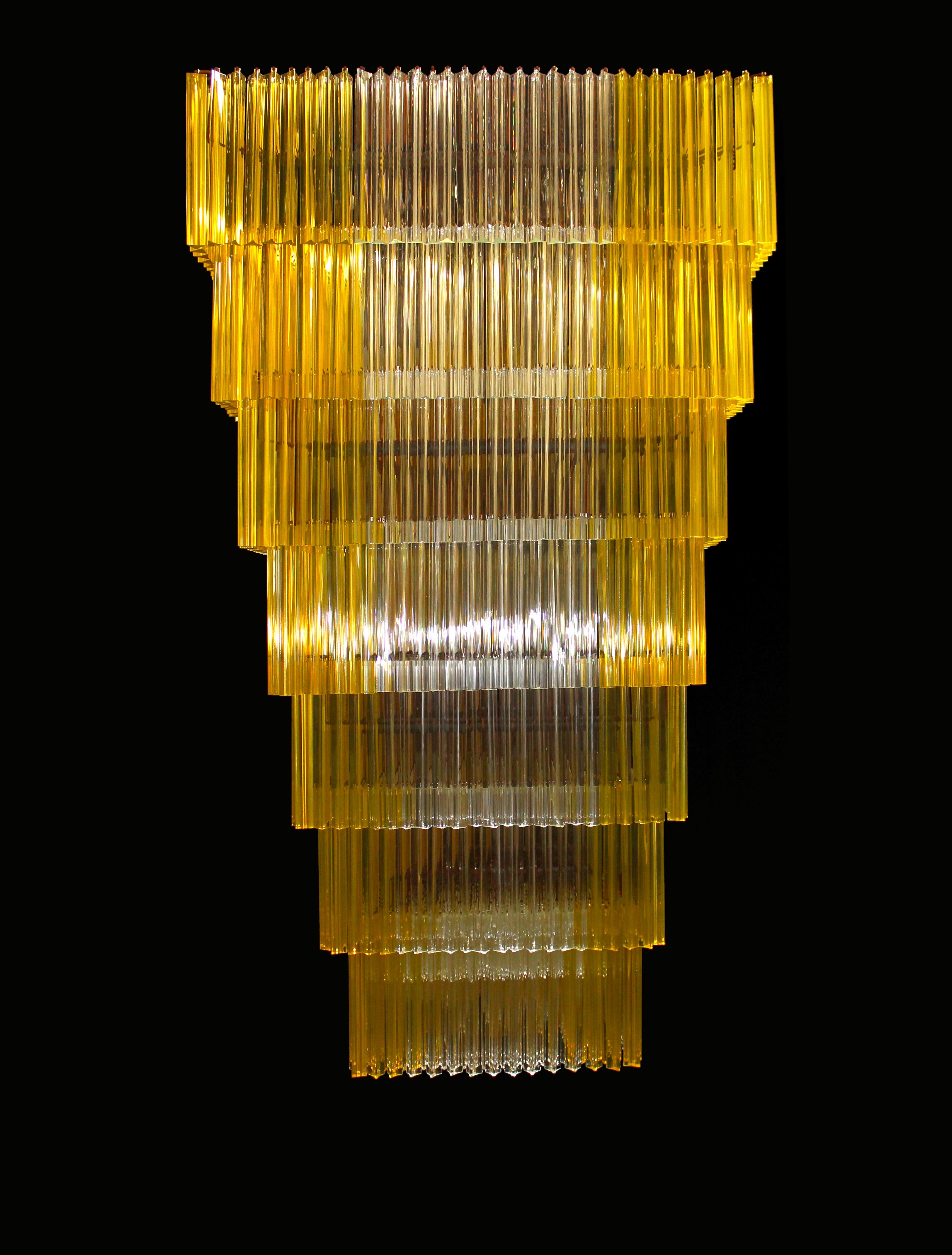 Lampadario in vetro di Murano, con elementi Triedro, di Giovanni Dalla Fina  1960s in vendita 5