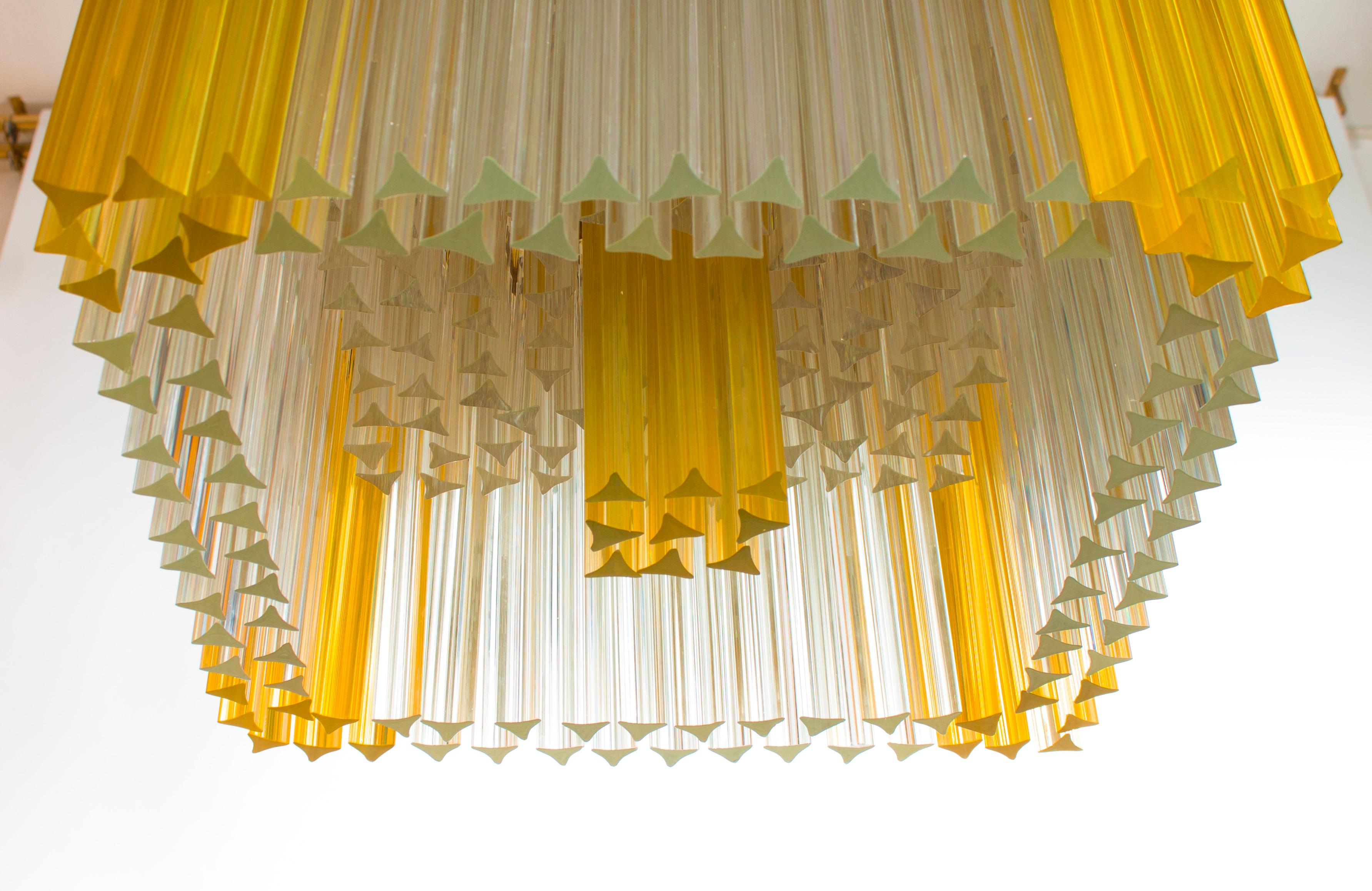 Lampadario in vetro di Murano, con elementi Triedro, di Giovanni Dalla Fina  1960s in vendita 10