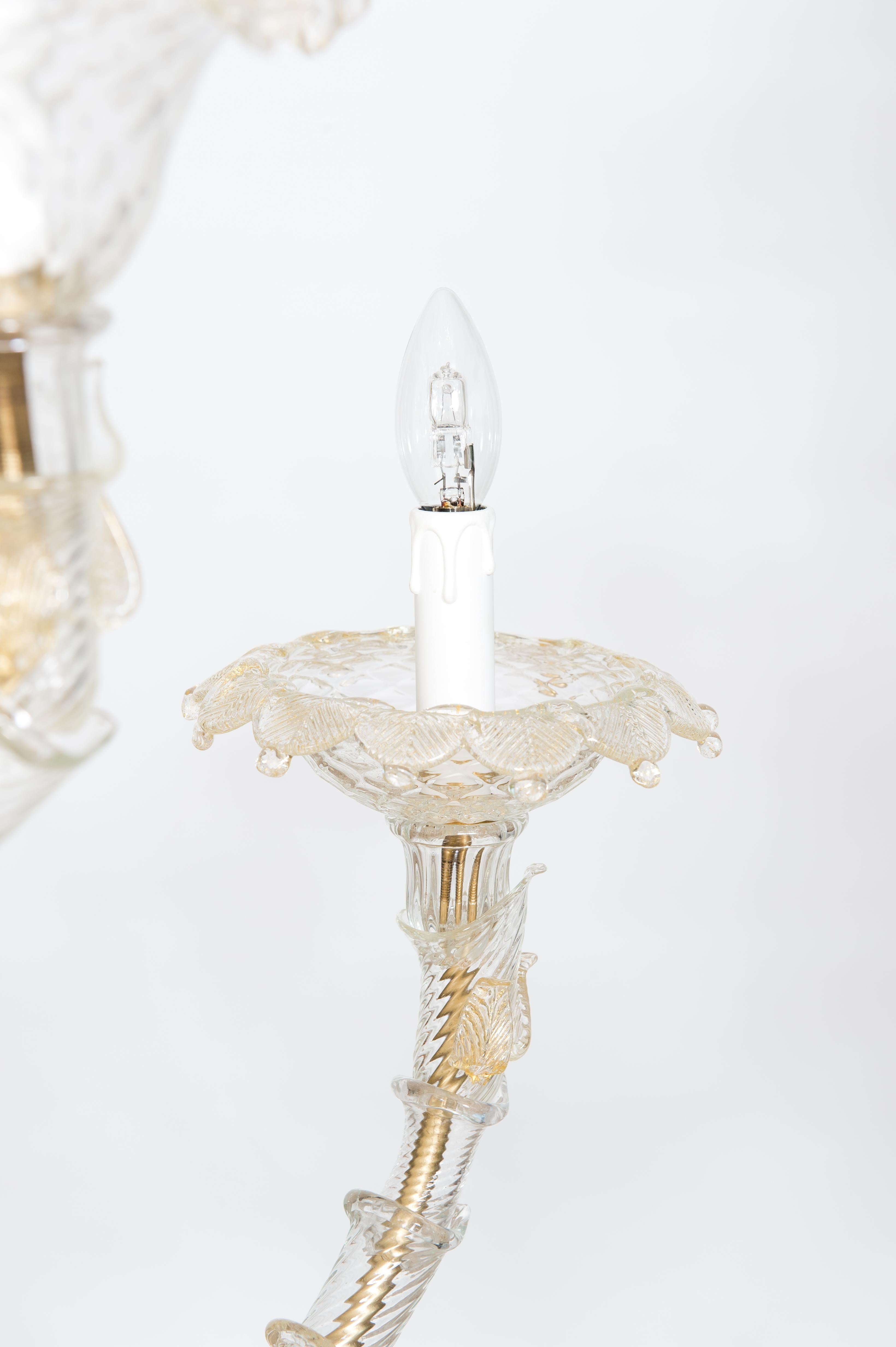 Lampadario in vetro di Murano color oro di Giovanni Dalla Fina anni '80 in vendita 2