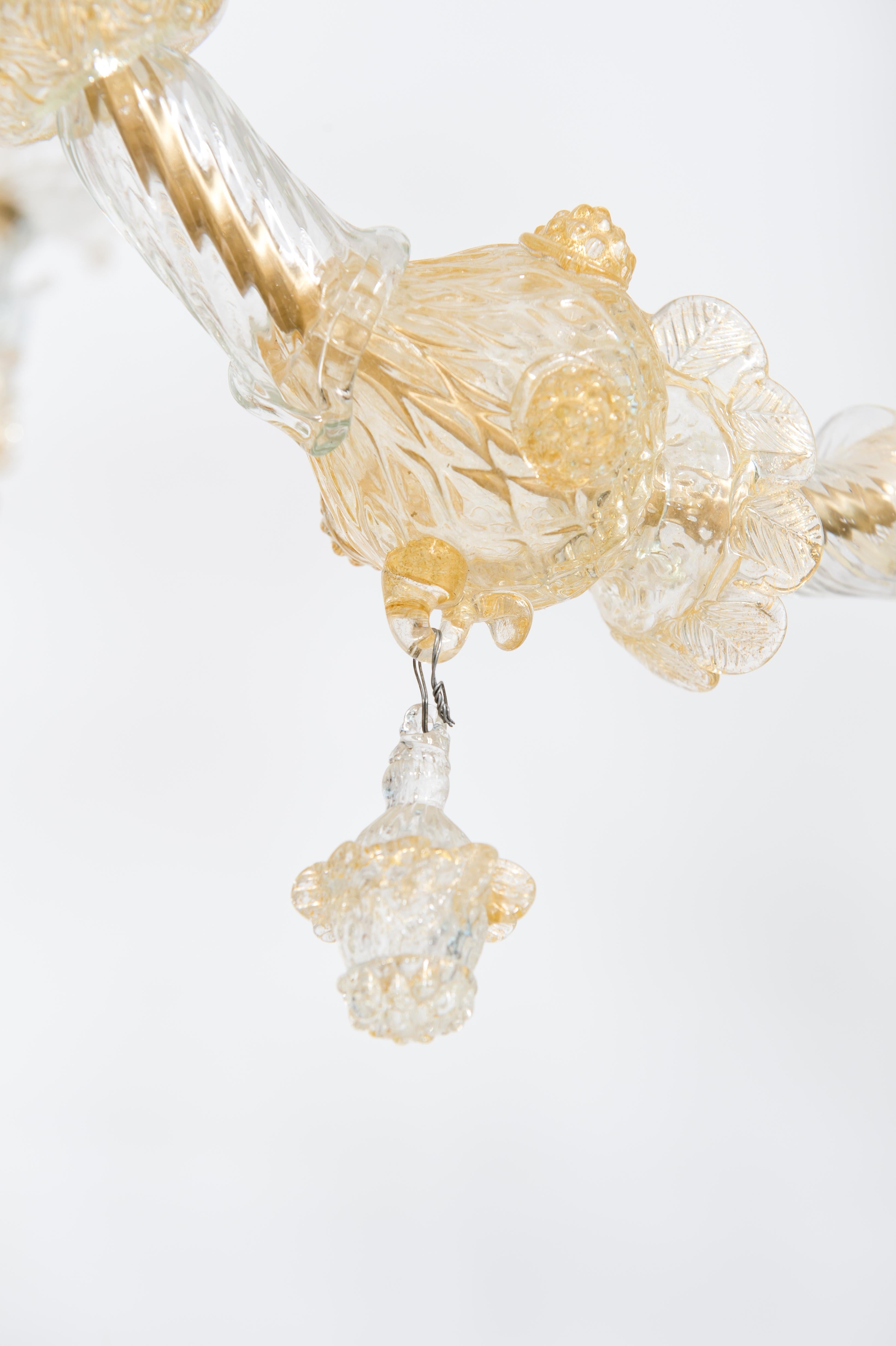 Lampadario in vetro di Murano color oro di Giovanni Dalla Fina anni '80 in vendita 1
