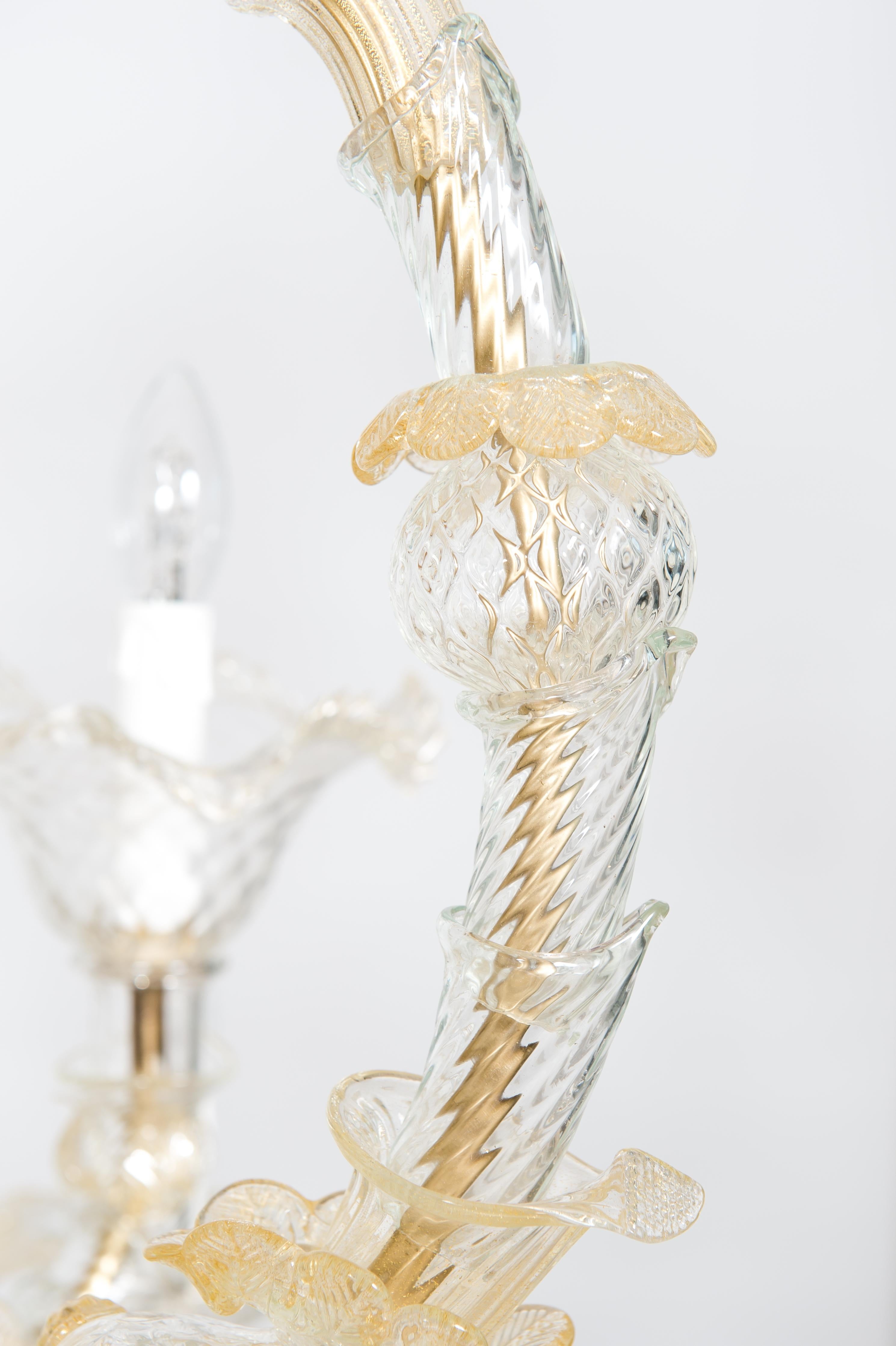 Lampadario in vetro di Murano color oro di Giovanni Dalla Fina anni '80 in vendita 3
