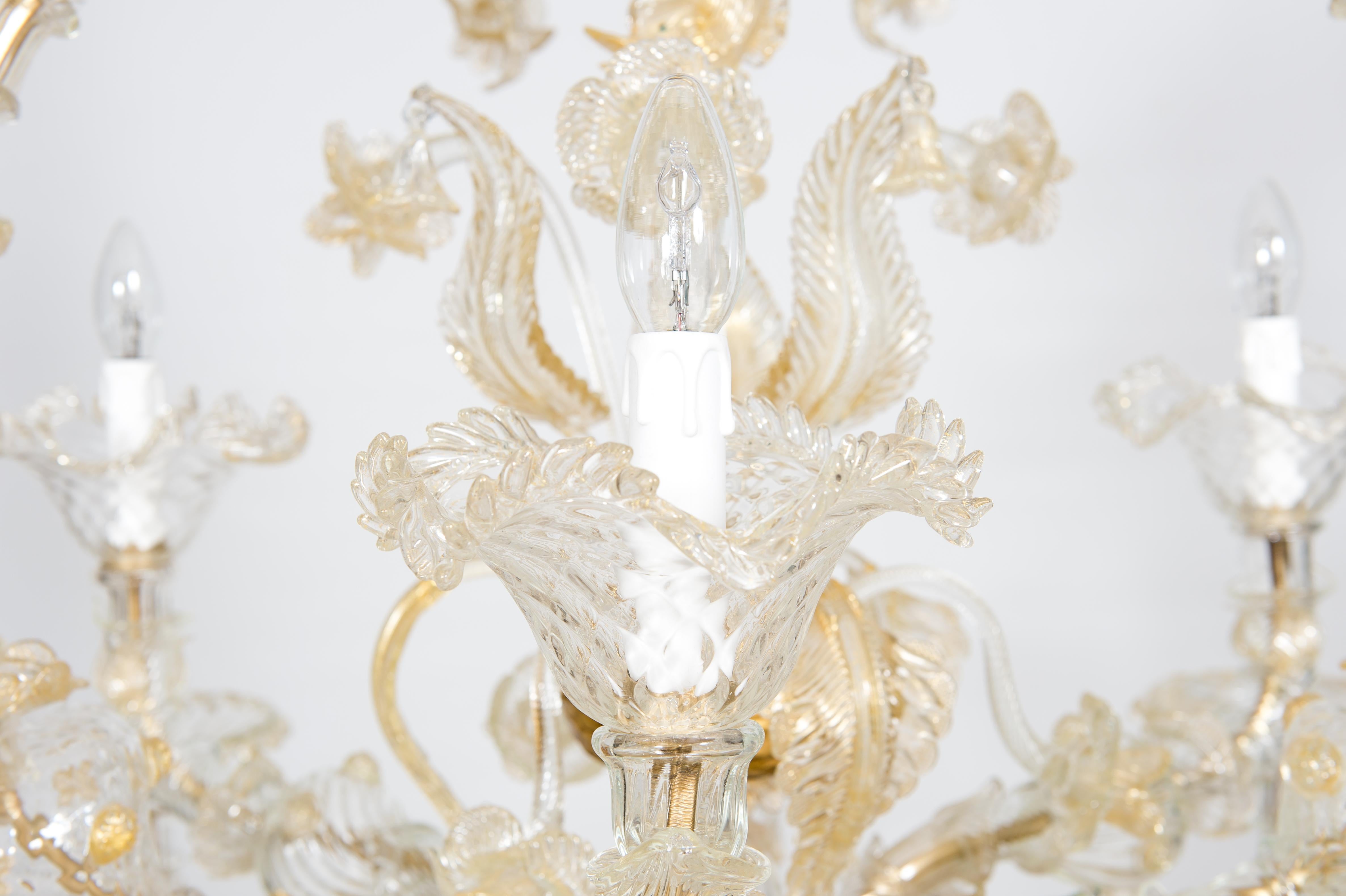 Lampadario in vetro di Murano color oro di Giovanni Dalla Fina anni '80 in vendita 4