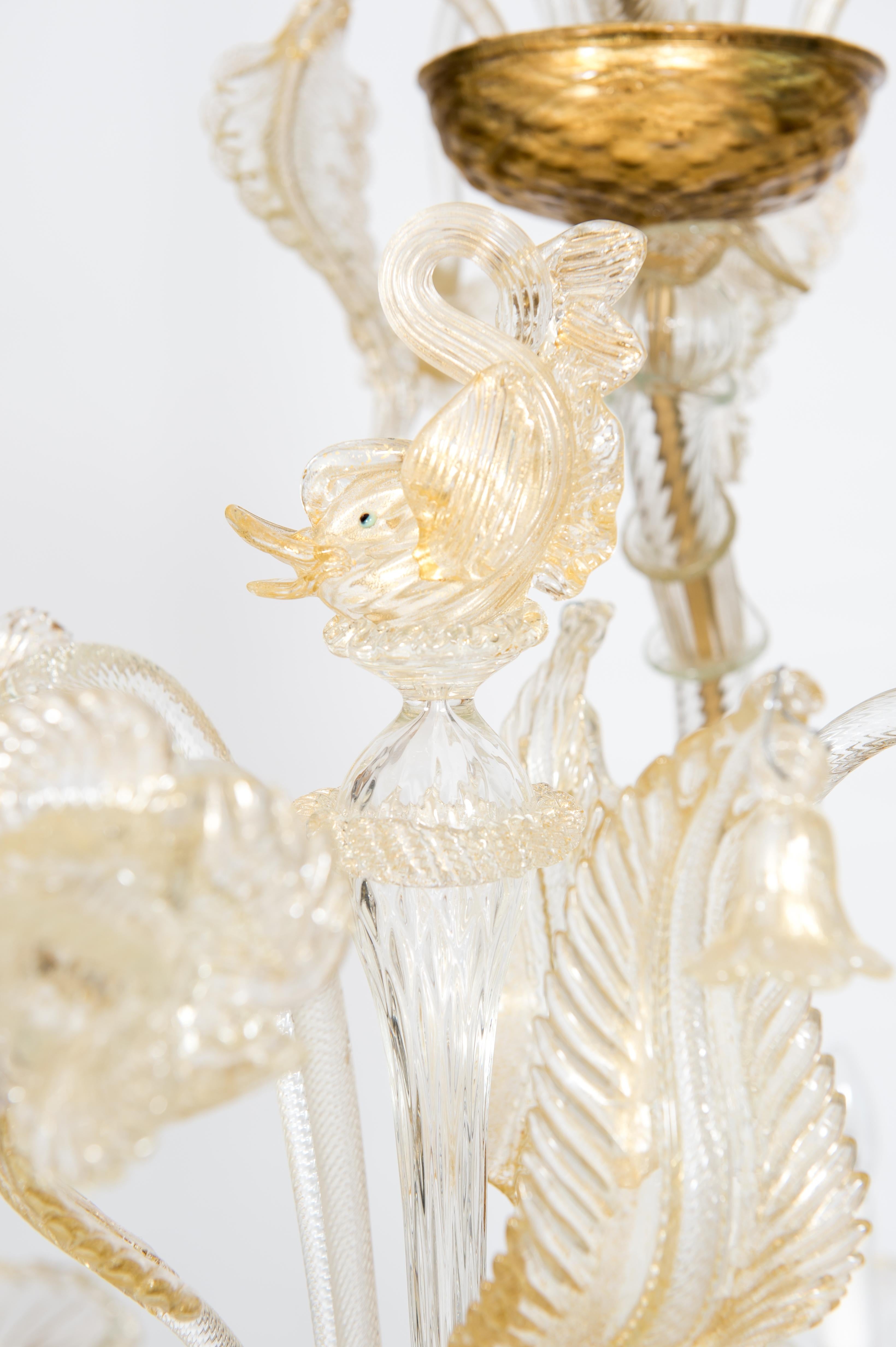 Lampadario in vetro di Murano color oro di Giovanni Dalla Fina anni '80 in vendita 6