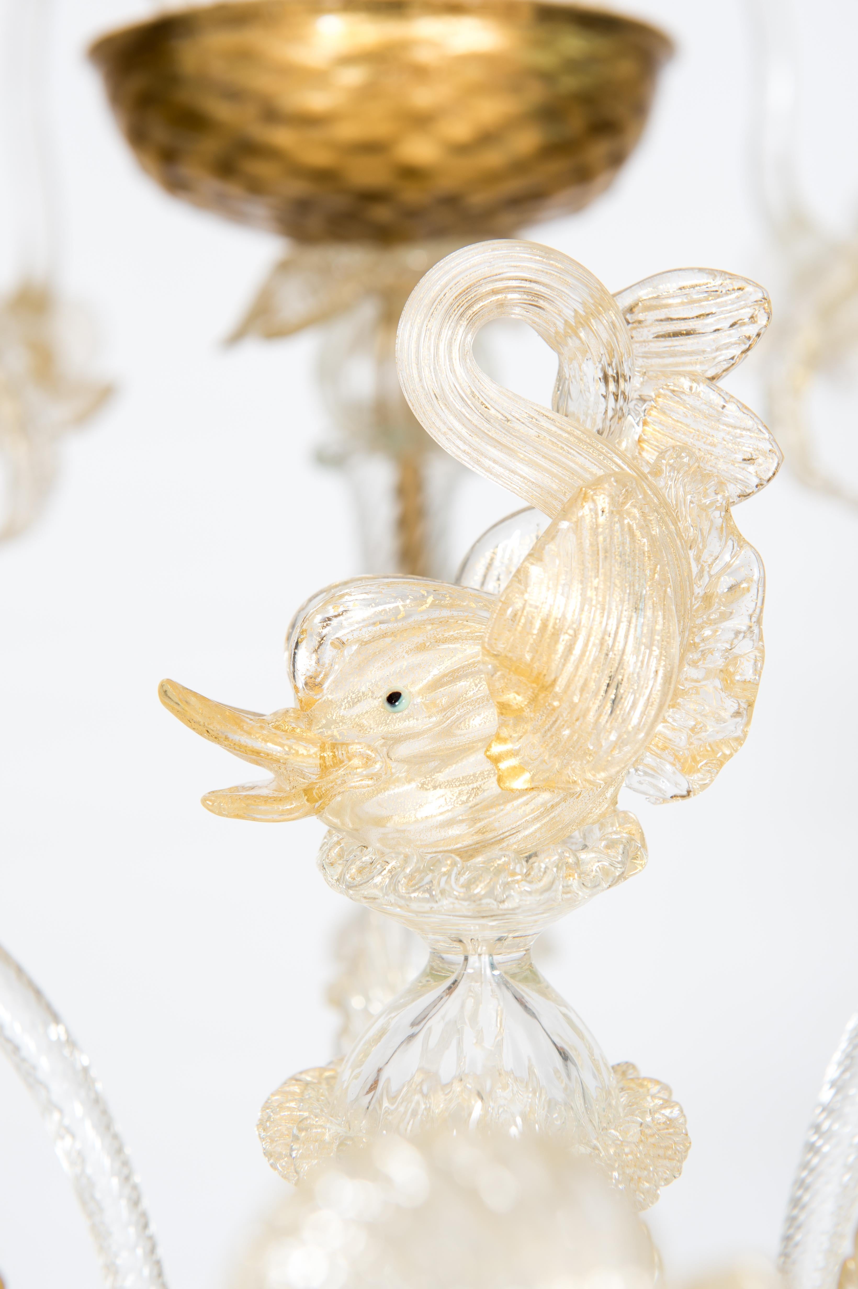 Lampadario in vetro di Murano color oro di Giovanni Dalla Fina anni '80 in vendita 8
