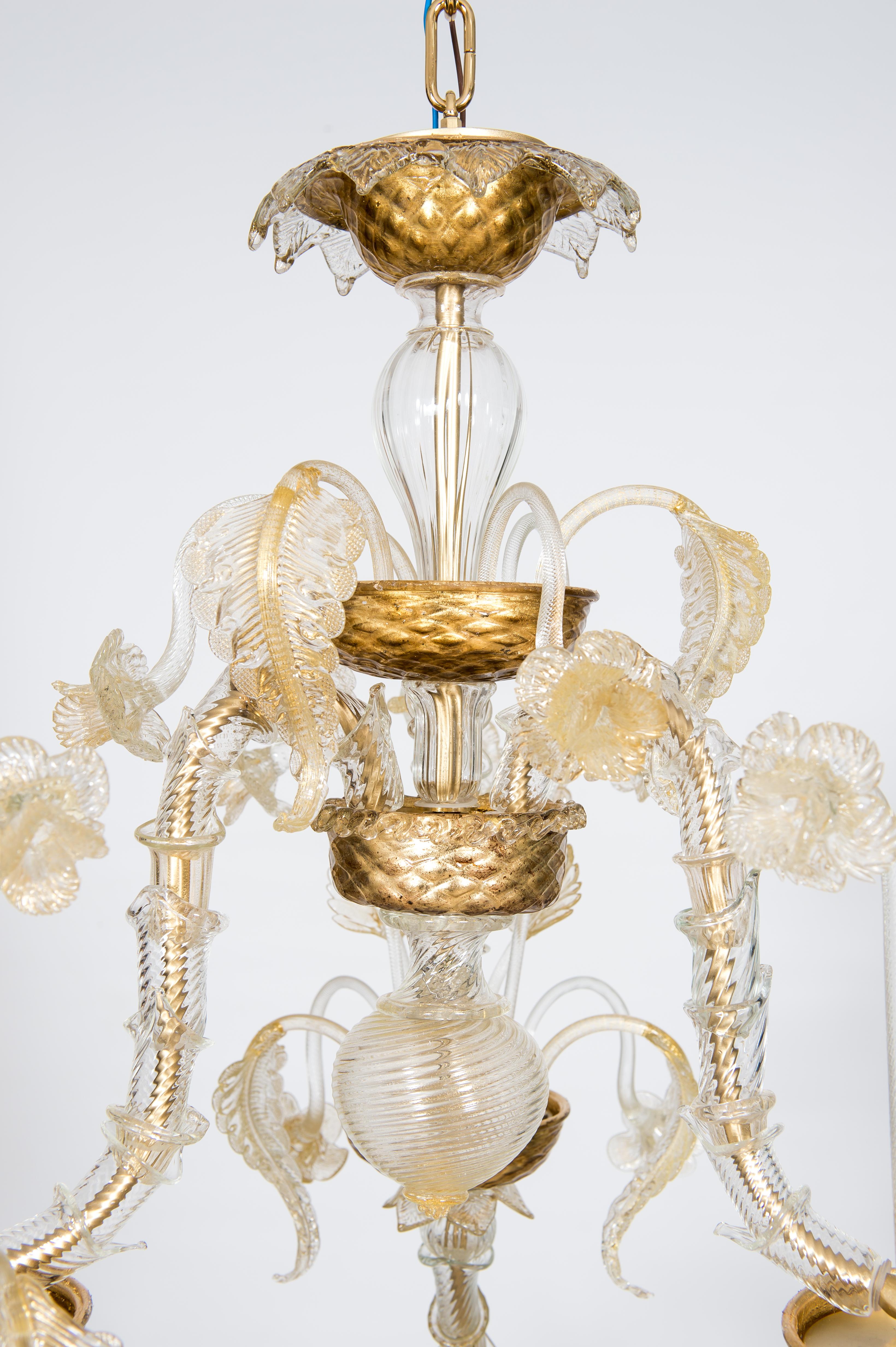 Lampadario in vetro di Murano color oro di Giovanni Dalla Fina anni '80 in vendita 7