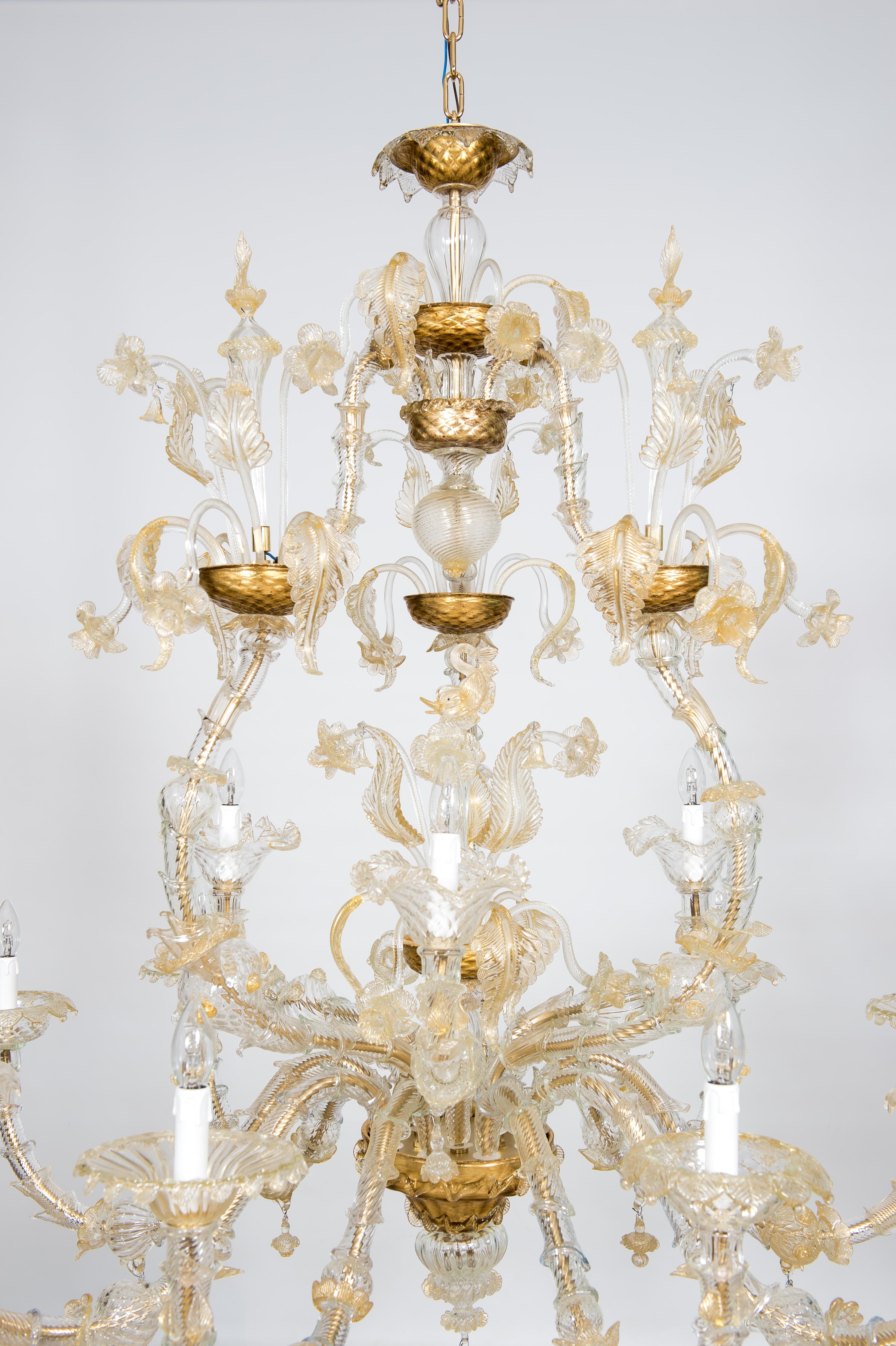 Lampadario in vetro di Murano color oro di Giovanni Dalla Fina anni '80 in vendita 9
