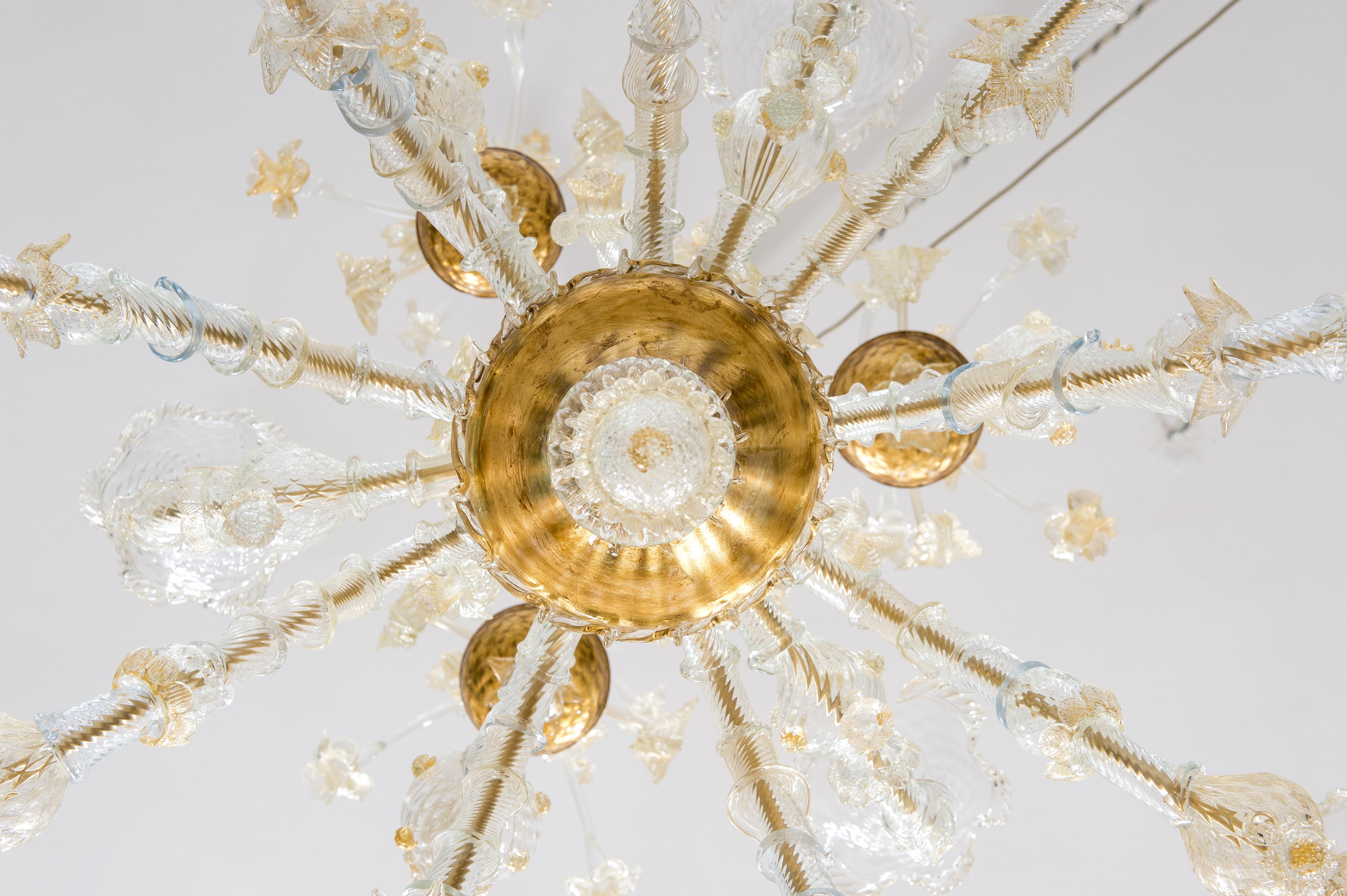 Lampadario in vetro di Murano color oro di Giovanni Dalla Fina anni '80 in vendita 11