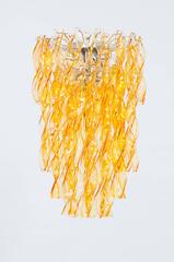 Twisted Orange Streamers Flush Mount in Murano Glass 1990s Venice Italy