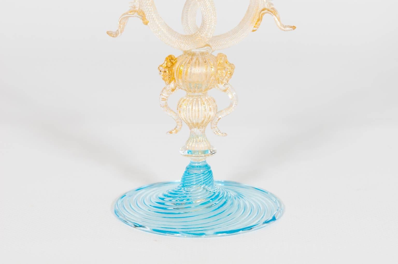 Italian Venetian Handblown Goblet in Murano Glass, circa 1970 In Excellent Condition In Villaverla, IT