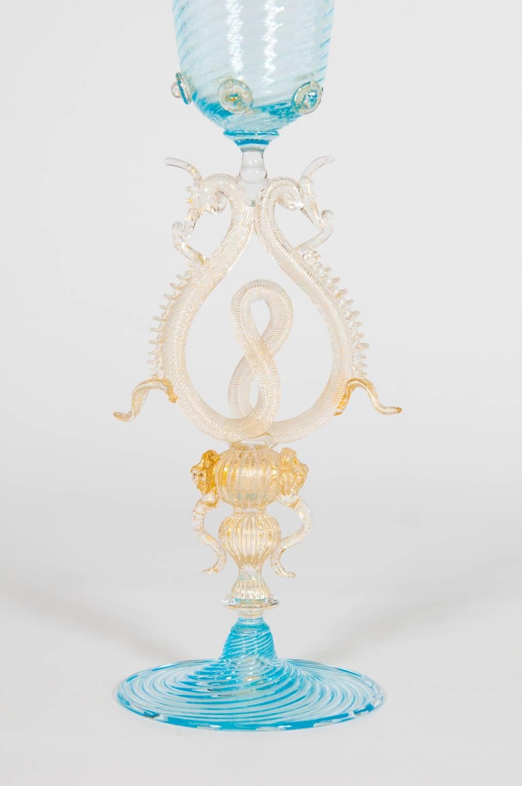 Italian Venetian Handblown Goblet in Murano Glass, circa 1970 2