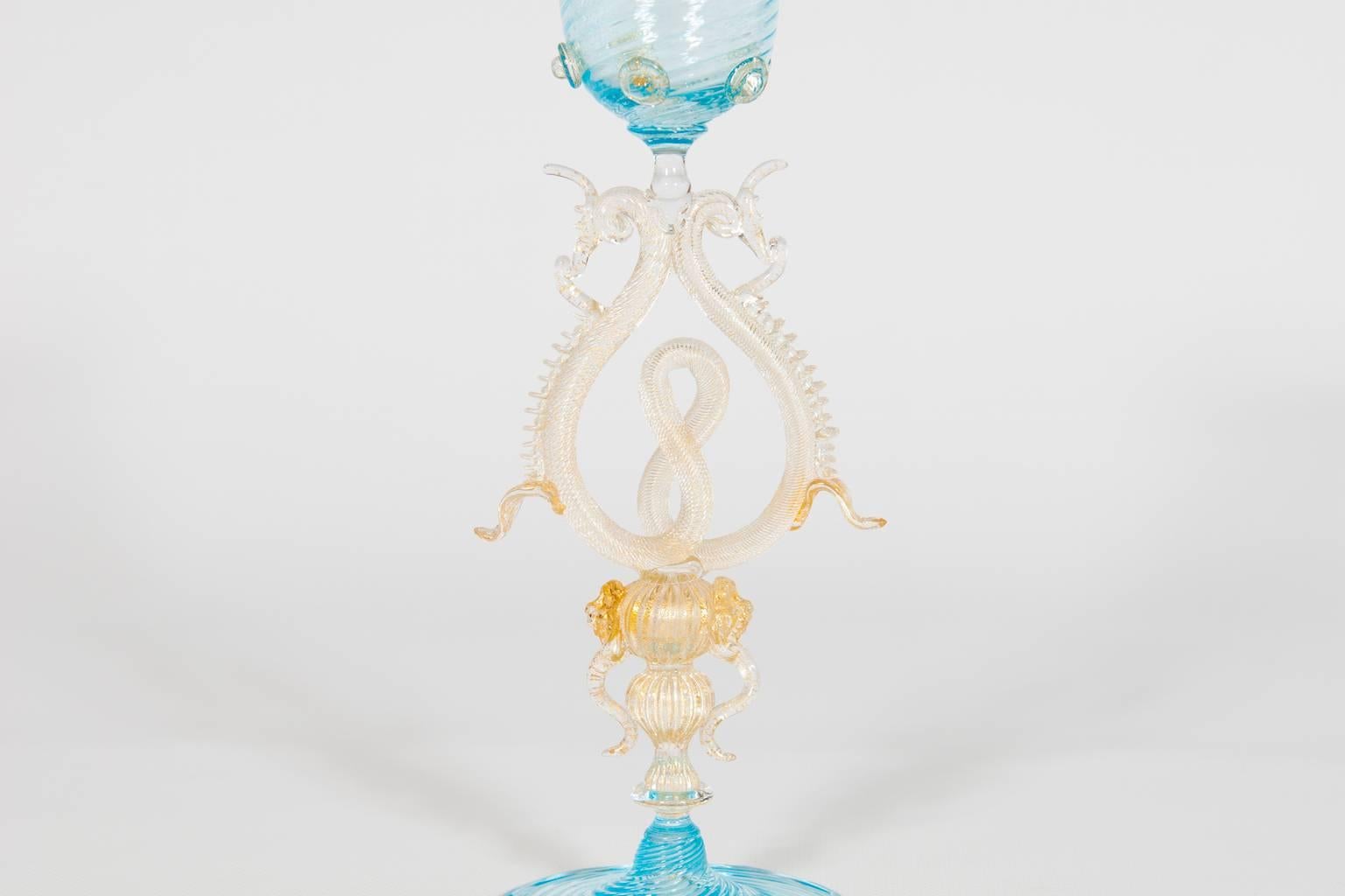 Italian Venetian Handblown Goblet in Murano Glass, circa 1970 1
