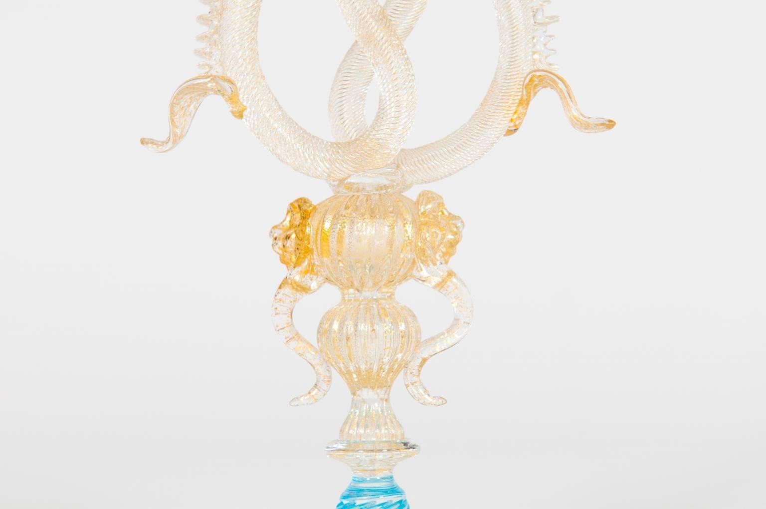 Late 20th Century Italian Venetian Handblown Goblet in Murano Glass, circa 1970