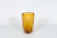 Italian Murano Glass Amber Vase with Sommerso & Gold — Giovanni Dalla Fina