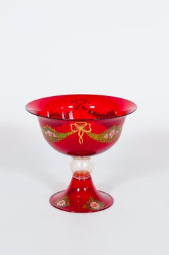 Coupe sur pied en verre de Murano, rouge rubis, années 1980 — Maître vénitien