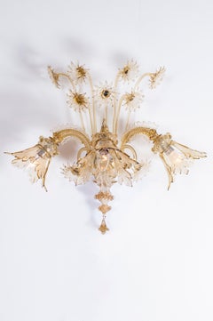 Italian Murano Glass Wall Sconce, Sunflower, 1980s — Giovanni Dalla Fina