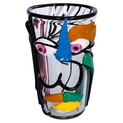 Italian Murano Glass Picasso Face Vase, Multicolor, 2000s — Giovanni Dalla Fina