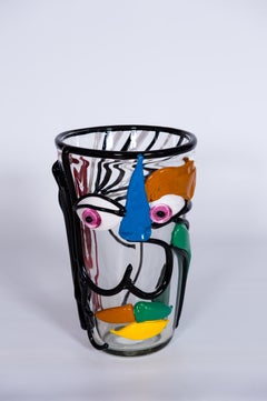 Italian Murano Glass Picasso Face Vase, Multicolor, 2000s — Giovanni Dalla Fina