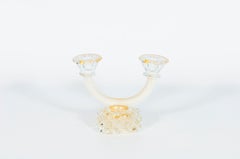 Candelabro italiano de cristal de Murano, con polvo de oro, década de los 80 — Maestro cristalero veneciano