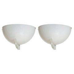 Pair of Italian Murano Glass Wall Sconces, Milk White, 1970s