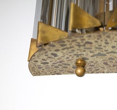 Pair of Italian Murano Glass Wall Sconces, Triedri, Brass — Venetian Master