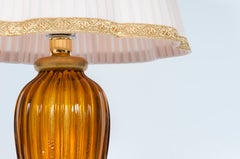 Italian Murano Glass Table Lamp in Amber and Gold Dust, 1970s
