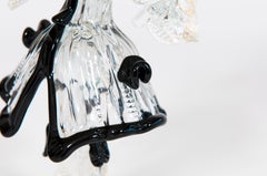Pair of Italian Murano Glass Venetian Figurines, Dama & Knight, Ruby Red, Black
