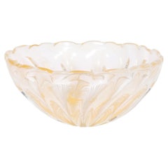 Italian Murano Glass Decorative Bowl with 24k Gold Leaf, 1960s