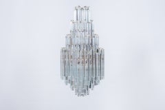 Italian Murano Glass Chandelier, Clear Triedro Prism Design, 1970s