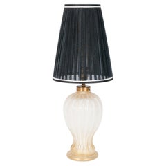Italian Murano Glass Table Lamp, Milk White and 24-Karat Gold, Brass frame