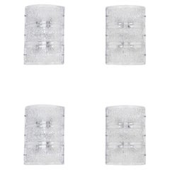 Four Italian Murano Glass Wall Sconces, Clear Textured, 2000s