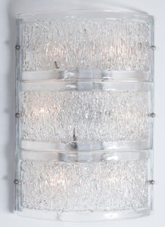Four Italian Murano Glass Wall Sconces, Clear Textured, 2000s