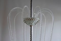 Italian Murano Glass Chandelier, Clear Rostrato Fountain, Brass, 1970s