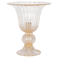 Italian Murano Glass Table Lamp with Gold Dust & Bullicante Bubbles