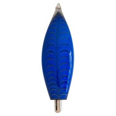 Italian Murano Glass Wall Sconce, Blue Fish-Shaped Hand-Carved Light
