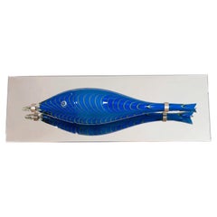 Italian Murano Glass Blue Fish Wall Sconce, 1990s — Giovanni Dalla Fina