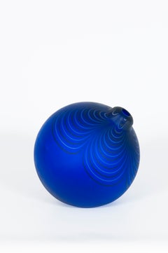 Italian Murano Glass Vase, Blue Filigrana Spherical — Giovanni Dalla FIna