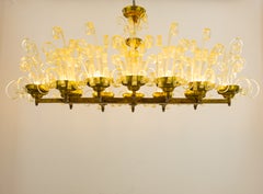 Italienischer Kronleuchter aus Murano-Glas mit Gold- und Messingelementen, 1970er Jahre – Giovanni Dalla Fina