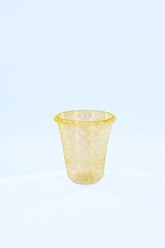 Italian Murano Glass Vase with 24-Karat Gold, wavy edge, Giovanni Dalla Fina