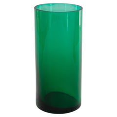 Italian Murano Glass Vase in Emerald Green, Cylinder Shape, Postmodern, 1980s