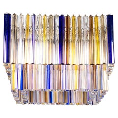 Italian Murano Glass Flush Mount Chandelier, Triedro, Giovanni Dalla Fina