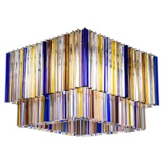 Italian Murano Glass Flush Mount Chandelier, Triedro, Giovanni Dalla Fina