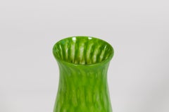 Italian Murano Glass Bullicante Flute Goblet in Green, 1970s